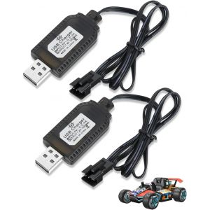 Kajgl-Sm-3p C&acirc;ble Chargeur Usb Lipo 2s 7.4v,2 Pi&egrave;ces Pour Batterie Rc Compatible Avec Voiture T&eacute;l&eacute;command&eacute;e Drone Bateau Avion H&eacute;licopt&egrave;re,Led Indicateur Protection Surcharge Recharge S&eacute;curis&eacute;e - Neuf