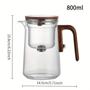 Th&eacute;i&egrave;re Magique En Verre De 800 Ml/27.05 Oz Avec Poign&eacute;e En Bois, Brassage Magn&eacute;tique &Agrave; Un Clic, Infuseur De Th&eacute; Tropical, Tasse &Agrave; Caf&eacute; R&eacute;utilisable Pour Le Salon, La Cuisine, Le Bureau, - Neuf