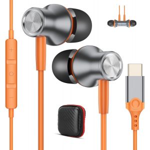 LORANKA-&Eacute;couteurs USB C pour iPhone 17 Pro 16 5G Samsung A36 A56 A55,St&eacute;r&eacute;o Intra-Auriculaires Filaire Casque Type C avec C&acirc;ble Microphone pour Galaxy A17 A16 A26 Pixel 10 9a Xiaomi Redmi Note 14 Pro - Neuf