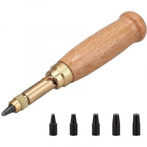 Perforatrice à vis pour cuir - 6 pointes - 1,5-4 mm - remplaçable pour couture, cuir, papier, couleur bois, un jeu - Neuf