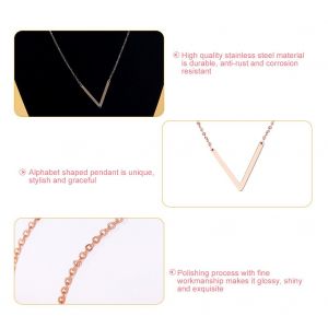 Colliers Tendance En Acier Inoxydable Avec Pendentif En Forme D'alphabet, Or Rose V - Neuf