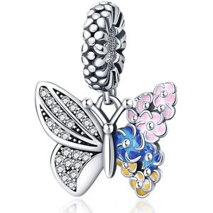 Charm 925 Argent Sterling Pour Bracelet & Collier: Pendentif Papillon Musique &iquest; Hypoallerg&eacute;nique, Anti-Oxydation, Compatible Bijoux Europ&eacute;ens, Cadeau Femme - Neuf