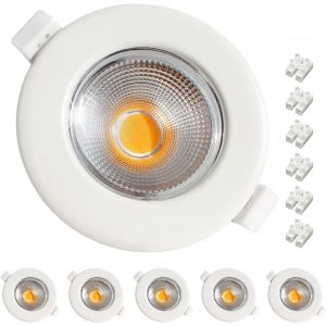 Subzonal-6 Spot Led Encastrable Dimmable Extra Plat 7w,3000k Blanc Chaud Trou &Oslash;65mm,&Oslash;68mm,&Oslash;80mm,Spot De Plafond Blanc Cob 220v 600lm Pour Cuisine Chambre Salon - Neuf