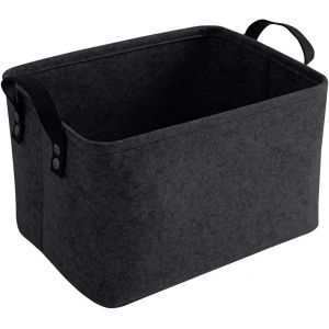 MEVRONISSHOP-Panier de rangement pliable en feutre pour &eacute;tag&egrave;re, linge, armoire, jouets ou papier toilette, 33 x 20 x 23 cm, noir - Neuf