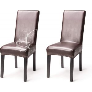 Lot De 2 Housses De Chaise En Similicuir Imperméables Et Extensibles, Élégantes, À Dossier Haut, Pour Salle À Manger, Banquet, Mariage, Fête, Noël, Restaurant, Hôtel, Café - Neuf