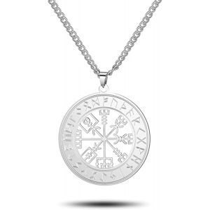 Trahoo-Collier Viking Vegvisir Pour Homme - Collier Celtique Viking Runes Nordiques Odin Boussole En Acier Inoxydable - Amulette Creuse - Bijoux Païenne - Cadeau Pour Homme Et Femme - Neuf