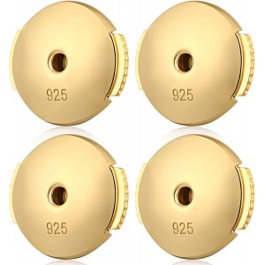 Chenquansarl-18k Blanc Or Plaqué Fermoirs Boucles D'oreilles 925 Argent Sterling Pour Femmes Fermoir Boucle D'oreille Dos Réglable Ascenseurs - Neuf