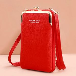 Petit Sac &Agrave; Bandouli&egrave;re En Cuir Pour Femme, Sac &Agrave; Main, Sac &Agrave; Main, Pochette, T&eacute;l&eacute;phone, Salle De Bain, Mode T, Mini 256 Initi&eacute;.Mini(Max Longueur <20Cm).Rouge - Neuf