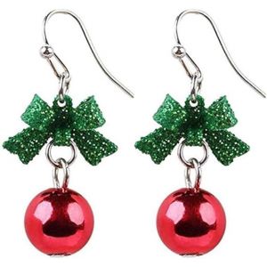 Kal-Boucles D'oreilles Pendantes En Forme De Boule Rouge Et Verte Avec Noeud Papillon En Ruban Pour Femme Hame&ccedil;on Pendant Hypoallerg&eacute;nique Bijoux De F&ecirc;te De No&euml;l Cadeaux Pour Fille Thanksgiving - Neuf