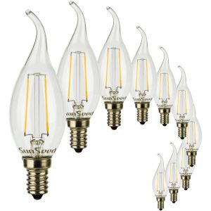 10x Ampoule Filament Led Flamme E14 2w Équivalent 25w Blanc Chaud 2700k - Neuf