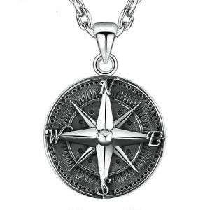 Qualit&eacute; &Agrave; La Mode M&eacute;daille Collier Pendentif Bateau Pirate Boussole Personnalit&eacute; Homme Collier Pendentif Hip Hop Bijoux Tendance Bijoux - Neuf