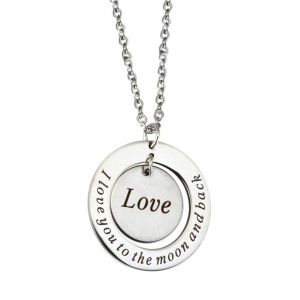 Charmant En Acier Inoxydable Bricolage Saint-Valentin Creux Amour Motif Pendentif Collier Bijoux Cadeau - Neuf