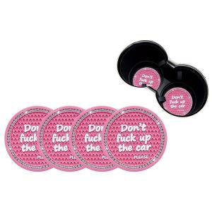 Lot De 4 Dessous De Verre Antid&eacute;rapants En Silicone Pour Porte-Gobelet De Voiture (Pour Filles) - Rose - Neuf