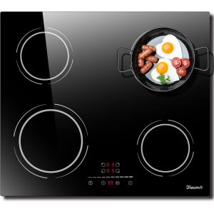 CHECARZHN--NO1-Plaque Induction 4 Feux Encastrable 6400W, Plaque De Cuisson Induction 220V, Plaque Electrique 60Cm, Fonction Pause, 9 Niveaux, Contrôle Tactile, Minuterie, Fonction Anti-Touch, Noir - Neuf