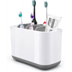 Amovible Porte-Brosse À Dents Électrique Pour La Pâte Dentifrice Et Brosse À Dents - 4 Brosse À Dents Slots + 1 Dentifrice Slot + 1 Porte-Brosse À Dents - Gris - Neuf