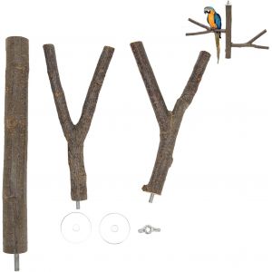 Chenquansarl-Perchoir En Bois Naturel Pour Branche D'o Au, Griffe De Sécurité, Cage, Jouets, Fourchettes, Perchoir En Bois Suspendu Pour Aras, Tourtereaux - Neuf