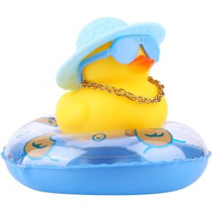 KAJGL-Voiture De Canard En Caoutchouc,Canard Voiture Tableau De Bord Canard Jaune Voiture Décoration Tableau De Bord Voiture Pour Bureau Chambre Jouet Enfants (Bague Transparente Bleue) - Neuf