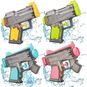 4 Pack Pistolets &Agrave; Eau Pour Enfants-Petit Pistolet &Agrave; Eau Jouet Set-Super Soaker Squirt Guns Summer Swimming Pool Party Et Plage Ext&eacute;rieure Jeux De Combat Aquatique Pour B - Neuf