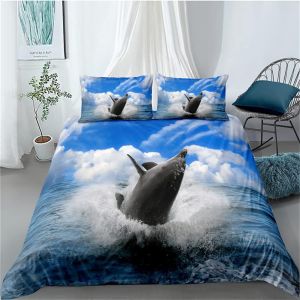 Ensemble De Housse De Couette Th&iquest;&iquest;Me Dauphin - Ensemble De Housse De Couette Imprim&iquest;&iquest;E En D Ensemble De Literie En Microfibre Respirante (Dauphin , - Neuf