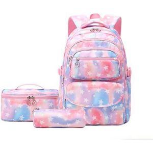 KALSC-Sac A Dos Fille Primaire,3 Pièces Avec Trousse Et Sac Isotherme,Cartable Enfant Pour Scolaire Primaire,22 Litres - Neuf