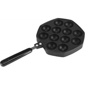 JEXNOVASHOP-Takoyaki Po&ecirc;le, 12 Trous Po&ecirc;le &agrave; Cr&ecirc;pes Antiadh&eacute;sive, Moule De Cuisson En Aluminium &agrave; 12 Cavit&eacute;s Avec Poign&eacute;e En Plastique Et Trou De Suspension, Plaque De Cuisson Pour Boule De Poulpe Ta - Neuf
