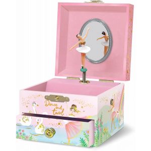 Eryi-Boîte À Bijoux Musicale Ballerine Pour Filles - Boîte À Musique Danseuse Étoile Avec Miroir, Cadeau De Ballet Pour Petites Filles, Boîte À Bijoux, Cadeau D'anniversaire Pour Enfants, 3-10 Ans, R - Neuf