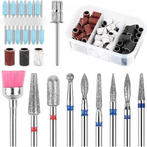 Lot De 10 Embouts De Ponceuse À Ongles Avec 75 Manchons Abrasifs - En Alliage De Tungstène Professionnel Et Céramique - Pour Enlever Le Gel, L'acrylique, Les Cuticules - Pour Ongles En Gel - Neuf