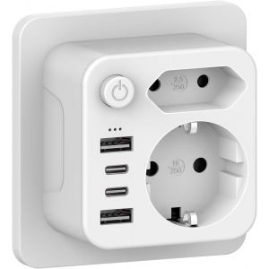 YTFHG-Double prise pour prise USB, multiprise avec 4 prises d'alimentation USB, adaptateur USB C, adaptateur de prise 2 prises avec USB, multiprise pour prise de courant, multiprise USB - Neuf