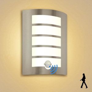 Applique Muraleavec d&eacute;tecteur de mouvement, Applique Murale Blanc Chaud 3000K Lampe Murale en acier inoxydable et ABS pour mur de maison, balcon, &eacute;clairage d'escalier, avec ampoule LED E27 12W - Neuf