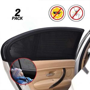 Lot de 2 pare-soleils pour vitres de voiture, sac de rangement fourni, pour bébés, enfants et animaux de compagnie, compatible avec la plupart des voitures - Neuf