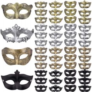 48 Piezas M&aacute;scara Mascarada Venecianas Hombres Mujeres M&aacute;scara Vintage Mascarada Antique Mascaras Media Cara M&aacute;scara Para Carnaval Halloween Disfraz.[J517] - Neuf