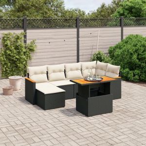 Prolenta Premium - Salon De Jardin 7 Pcs Avec Coussins Noir R&eacute;sine Tress&eacute;e - Neuf