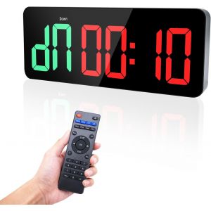 Ulteronixshop-Timer Sport, Minuteur Fitness 3"" Grand Ecran Time, 12/24 Heures Horloge Murale Num&eacute;rique LED, Chronom&egrave;tre avec T&eacute;l&eacute;commande, Minuteur d'intervalle, Time pour Salle de Sport Garage &agrave; Dom - Neuf