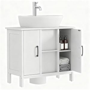 Ulteronixshop-meuble salle de bain, meuble de rangement de bain avec 2 armoires ind&eacute;pendantes &agrave; deux niveaux, armoire de rangement pour papier toilette, &eacute;tag&egrave;res r&eacute;glables, meuble-lavabo, 70 x 30 x 6 - Neuf