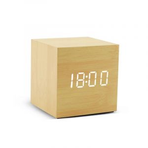 Réveil Led Montre En Bois Table Commande Vocale Numérique Bois Despertador Usb/Aaa Alimenté Horloges De Bureau Électroniques.Square Bamboo. - Neuf