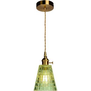 Subzonal-Lustre Cuisine, Suspension Verre,Suspension Luminaire E27,1 Culot,Luminaire Suspension Vert, Lustre Rétro Style Industriel Pour Salle À Manger Cuisine Chambre(Ampoule Non Incluse) - Neuf