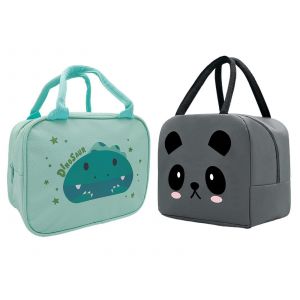 Sac Isotherme Pour Lunch, Bo&icirc;te &Agrave; Lunch, Vert Et Gris, Petit Format, Lot De 2 - Neuf