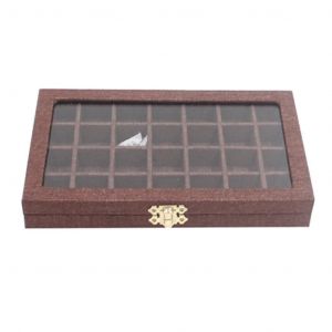 28 Grilles Transparent Bijoux Plateau Vitrine Affichage Rangement Linge Étui Marron - Neuf