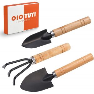 CHECARZHN--NO1-Mini Outils De Jardin, Outils De Jardin 3 Pièces Avec Mini Pelle Et Râteau, Accessoires Pour Enfants Et Plantes D'Intérieur, Pelles En Acier Inoxydable Pour Jardin Miniature Et Plantes - Neuf