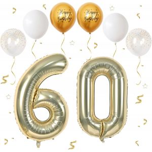 Ballon Anniversaire 60 Ans Champagne d'or,101 CM Ballon Chiffre 60,Happy Birthday Decoration Ballons 60 Anniversaire Ballon,Décoration Ballon Numéro pour 60-Vole à l'Hélium - Neuf