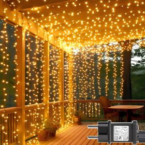 KAL-Guirlande Lumineuse 3M X 3M 300 Led Rideau Lumineux Noel Avec Transformateur, Timer, 8 Modes Étanche Guirlande Rideau Lumineuse Pour Noël Chambre Fenêtre Mariage Extérieur Interieur Décorations - Neuf