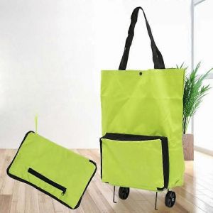 Nouveau sac à provisions pliant Chariot de course pliable Chariot de transport Sac réutilisable Sac vert de grande capacité avec roues - Neuf