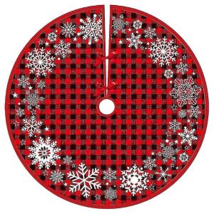 36'' Rouge Et Noir Buffalo Check Plaid Arbre Jupe Avec Flocon De Neige Pour La Décoration De Noël,Noël - Neuf