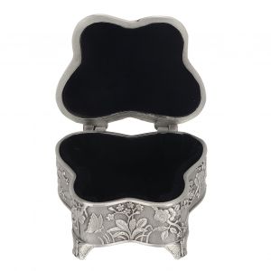 Bo&icirc;te &agrave; bijoux en forme de papillon en alliage de zinc avec motif floral grav&eacute;, bo&icirc;te de rangement pour boucles d'oreilles et colliers - Neuf