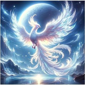 Oayew-Peinture Diamant Phoenix 40x40cm Diamant Painting Animaux Phoenix Grande Diamond Painting Accessoires Peinture Diamant Puzzle Artisanat Par Num&eacute;ros Mosa&iuml;que Phoenix Ice - Neuf