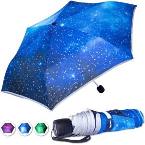 Parapluie Pour Enfant R&eacute;fl&eacute;chissant - Ultra L&eacute;ger - Parapluie Pour Enfant Avec R&eacute;flecteurs De S&eacute;curit&eacute; - Parapluie Pour Enfant Fille Et Gar&ccedil;on - Mod&egrave;le Galaxie - Neuf