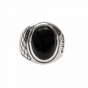 Bague Homme Onyx Asym&eacute;trique Argent - Neuf