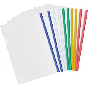 Yemaesre-10 Pièces Clair A4 Dossier Coulissante, Plastique Dossier De Fichiers Avec Reliure Barre Coulissante, Chem De Couvertures De Rapports Pour École Bureau Accueil Documents Classification (5 Co - Neuf