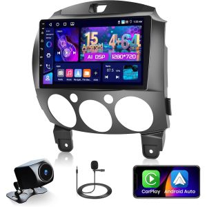 JKUN-Autoradio Pour Mazda 2 2007-2014 Radio [4+64Gb] Android 15 Carplay Android Auto Sans Fil Écran Tactile 9¿ Con Touchscreen Auto Radio Bt Mirror Link Caméra De Recul Navi Gps Wifi Fm Rds Swc Dsp - Neuf