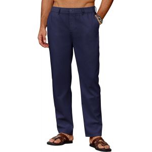 Pantalon Homme Lin Pantalon &Eacute;t&eacute; Ample Et L&eacute;ger Pantalon Detente Yoga L&eacute;ger Regular Taille Elastique - Neuf